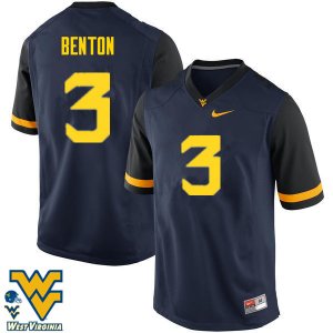 Men's West Virginia Mountaineers NCAA #3 Al-Rasheed Benton Navy Authentic Nike Stitched College Football Jersey KO15G17XZ